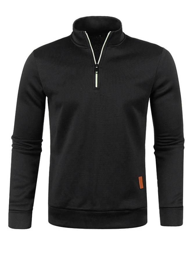 Einfarbiges, dickeres Herren-Sweatshirt mit halbem Reißverschluss – SF0410 
