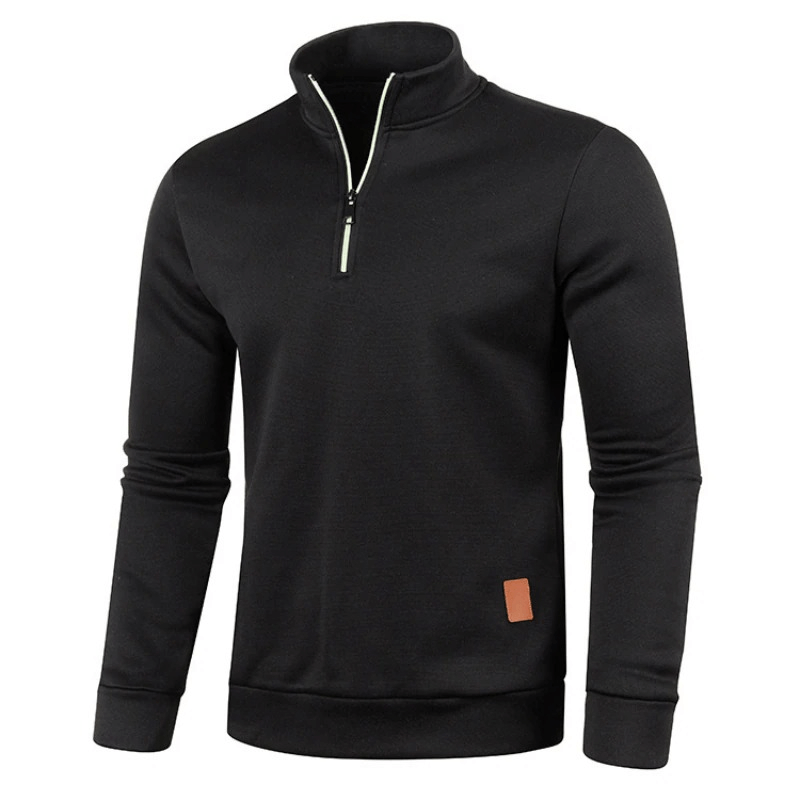 Men's solid color thicker sweatshirt with half zipper and turtleneck; casual style, perfect for warmth and comfort - SF0410.