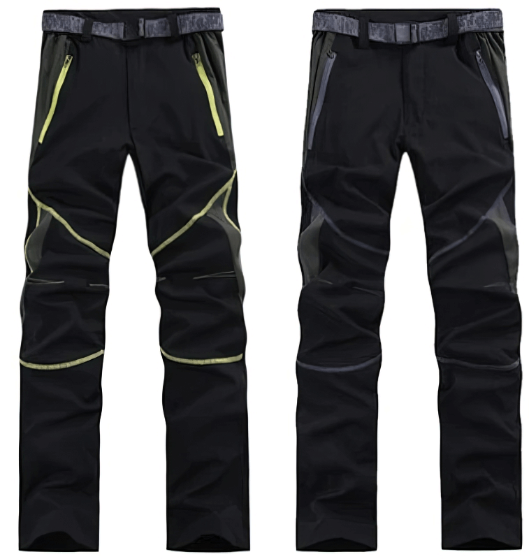 Men's Sports Breathable Quick-Drying Hiking Pants SF0241 - Black with neon accents, durable polyester, windproof, fast drying. Ideal for outdoor activities.