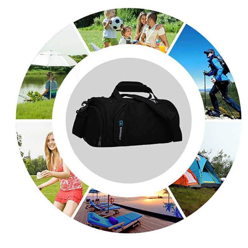 Men's sports crossbody bag with separate shoes compartment in black, versatile for outdoor activities and travel, capacity 20-35L.