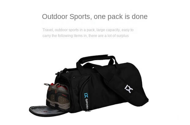 Men's sports crossbody bag with separate shoes compartment, solid color, 20-35L capacity, ideal for workouts and outdoor activities.