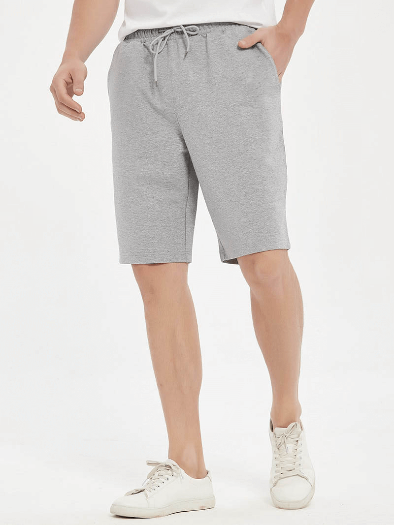 Men's sports loose cotton shorts in grey, ideal for running, offering comfort and mobility with a breathable cotton blend, model SF1088.
