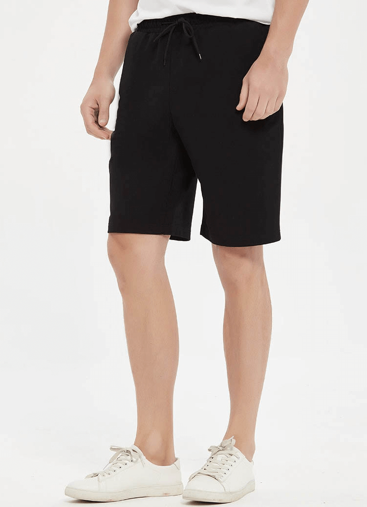 Men's Sports Loose Cotton Shorts, black, for running, offers comfort and mobility, breathable cotton-polyester, SF1088 breeches.