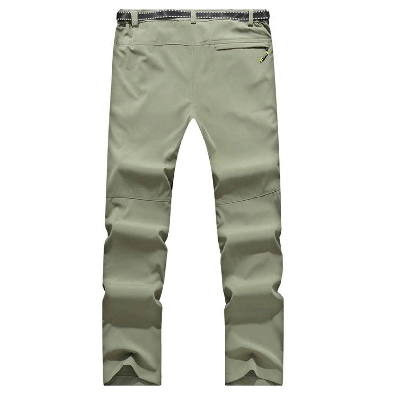 Men's stretch waterproof tactical trousers with multi-pockets in olive green, ideal for outdoor sports like hiking and camping.