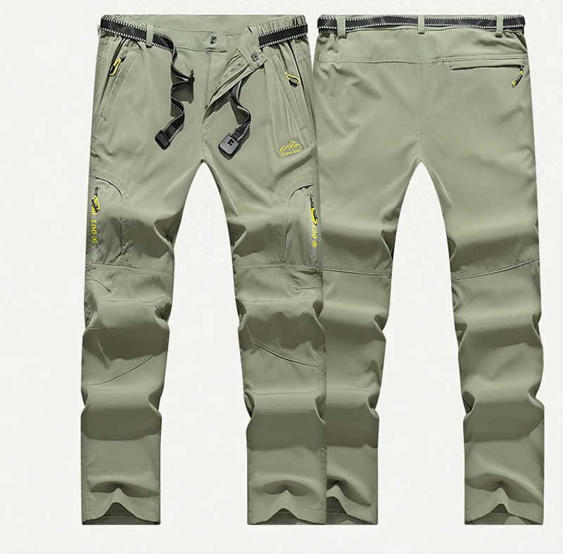 Men's stretch waterproof tactical trousers with multi-pockets in olive color, perfect for hiking and outdoor sports.