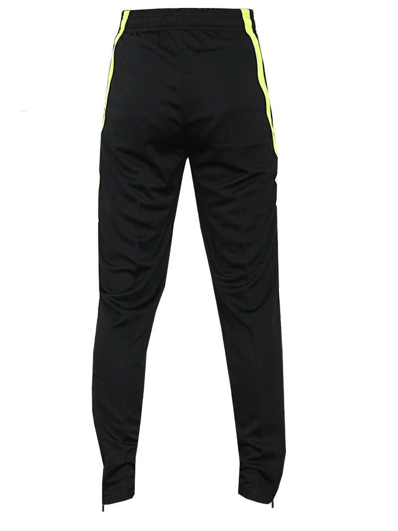 Men's sweatpants with zipper pockets, black polyester, full-length, elastic waistband, ideal for football or basketball - SF0444