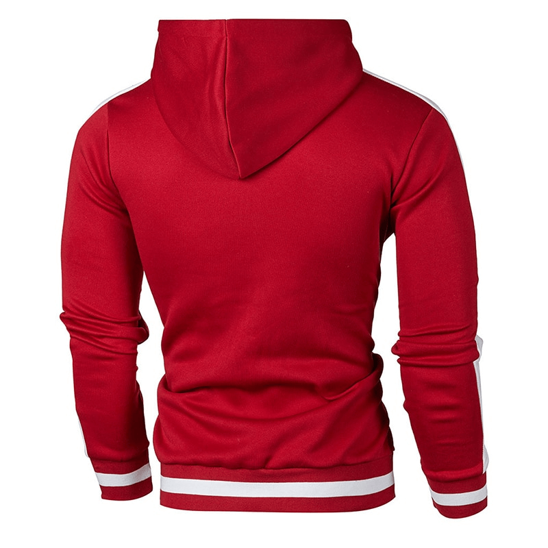 Men's Zipper Sports Casual Hoodie With Striped on Sleeves - SF1224