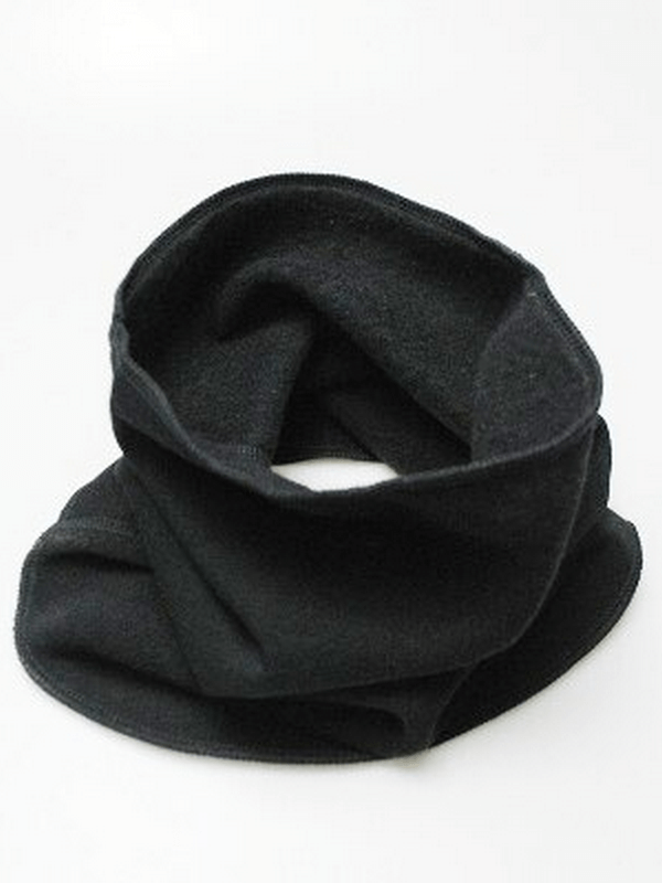 Black Merino Wool Thermal Soft Neck Gaiter for Winter Workouts, Unisex, 260gsm