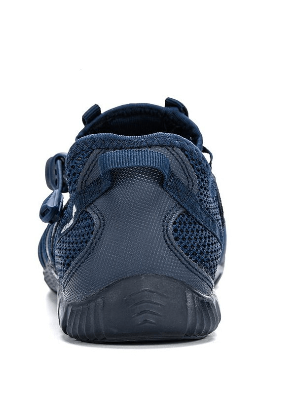 Back view of navy mesh breathable men's sneakers with flexible soles and EVA insoles for comfort and support - SF0751