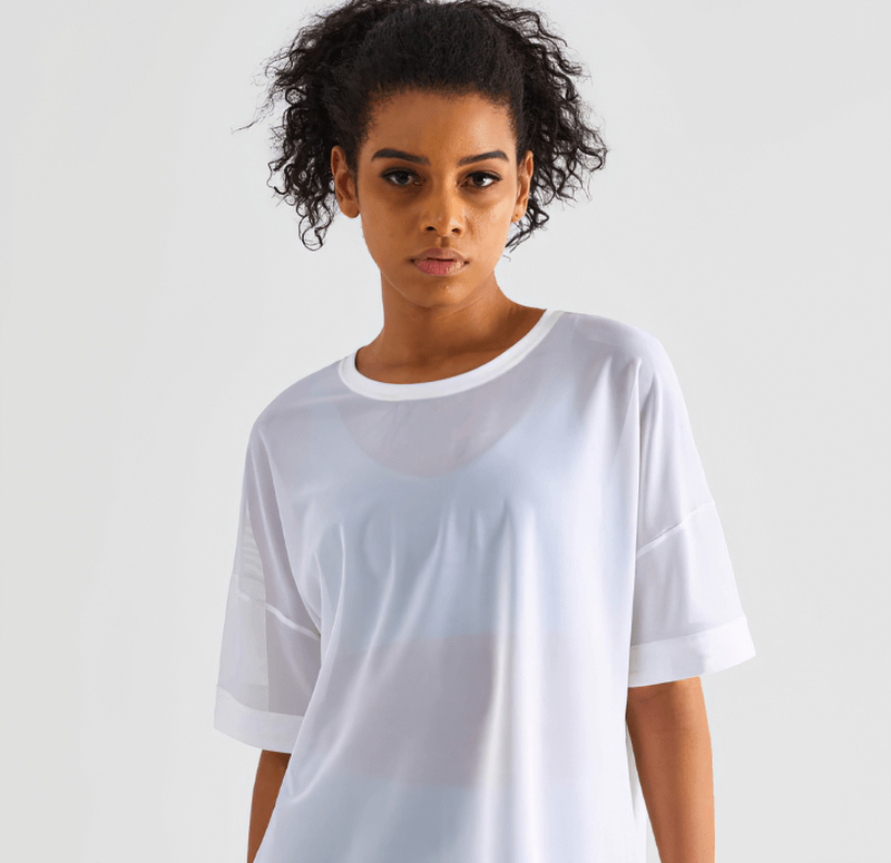 Mesh-Casual-Sport-T-Shirt / kurze Ärmel, schnell trocknendes Fitness-T-Shirt für Damen – SF0052