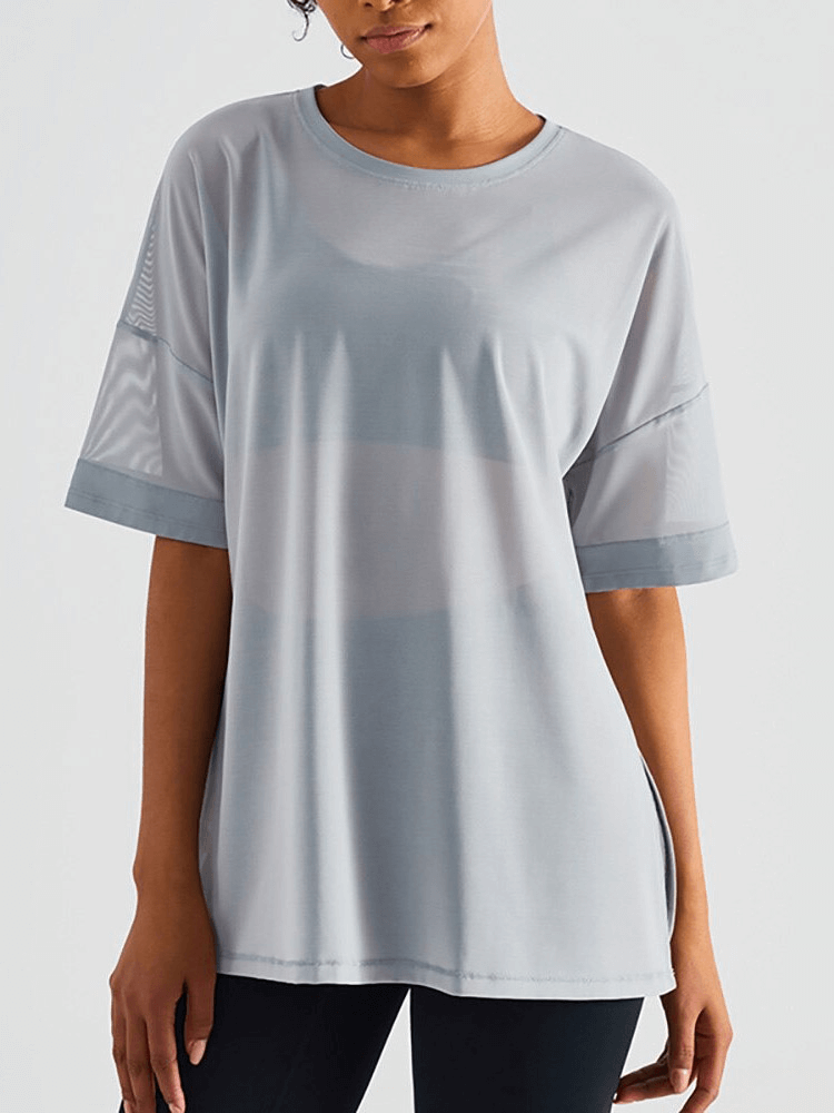 Mesh-Casual-Sport-T-Shirt / kurze Ärmel, schnell trocknendes Fitness-T-Shirt für Damen – SF0052