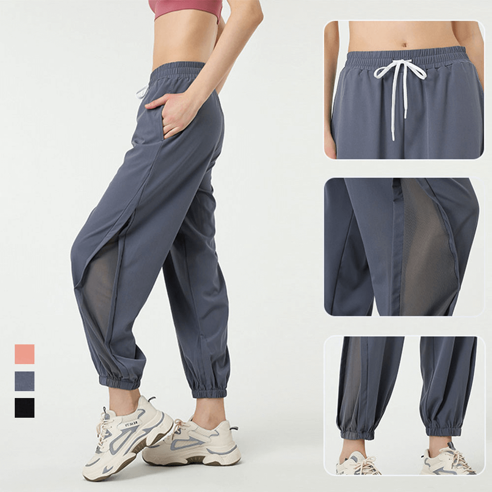 Mesh Drawstring Running Trousers / Sports Loose Workout Yoga Pants - SF1165