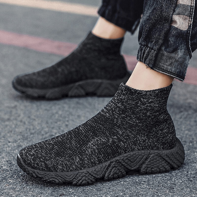 Unisex Mesh Elastic Breathable Sneakers with Lightweight Cushioning and Slip-on Design, Perfect for Sport and Everyday Wear