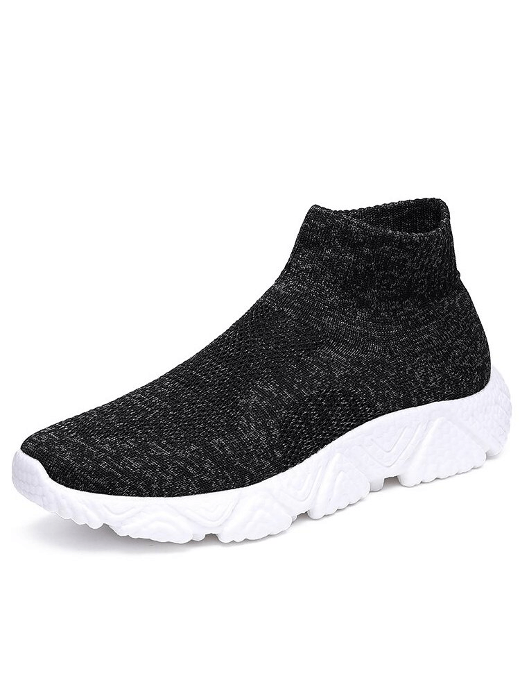 Mesh Elastic Breathable Unisex Sneakers with white soles, slip-on design, and air mesh for comfort - perfect for everyday wear.