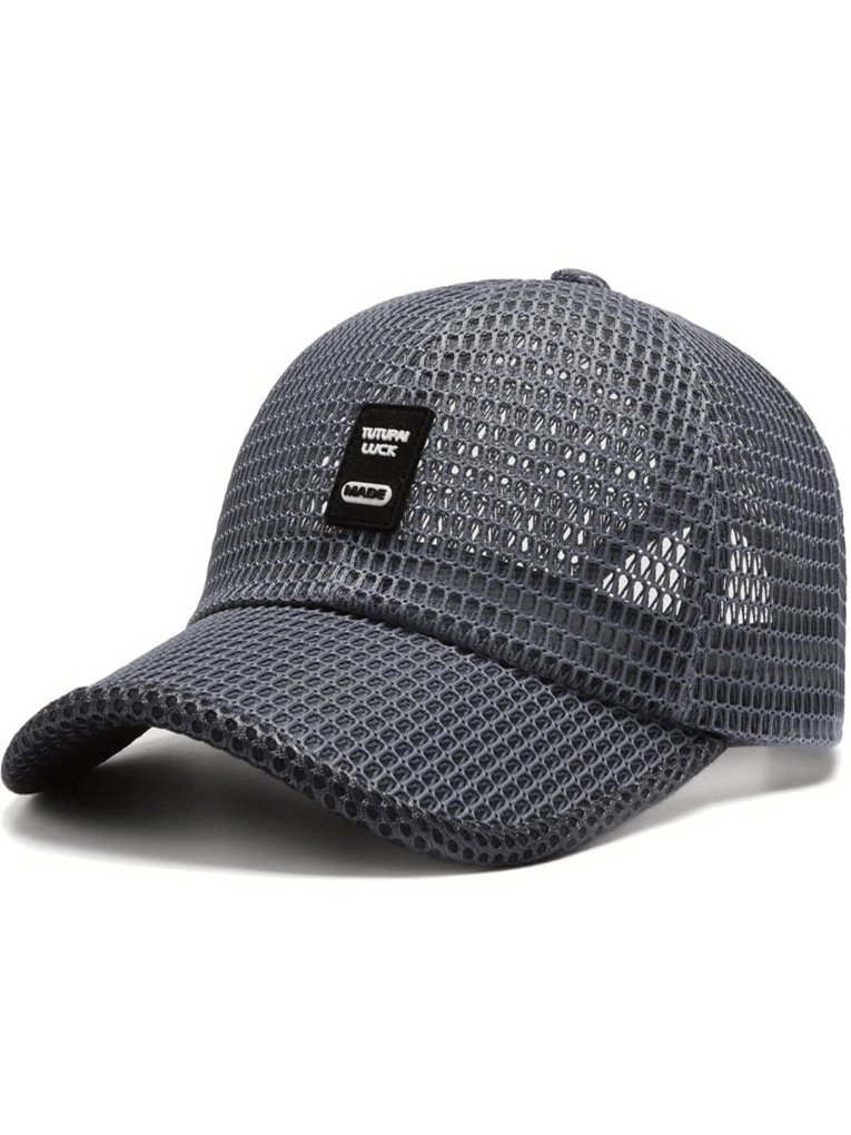 Mesh stylish men's baseball cap in dark gray with adjustable strap, perfect for casual sports and outdoor activities. Model SF0793.
