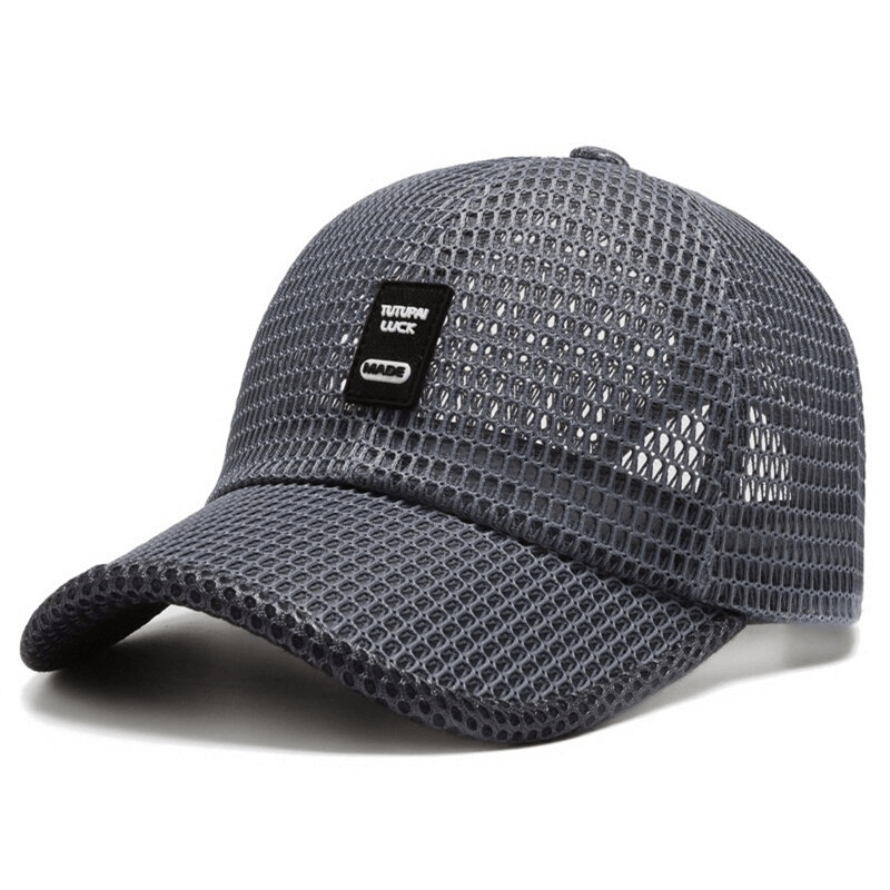 Mesh stylish men's baseball cap SF0793, sports cap with adjustable strap, sun protection, casual style, grey polyester material.