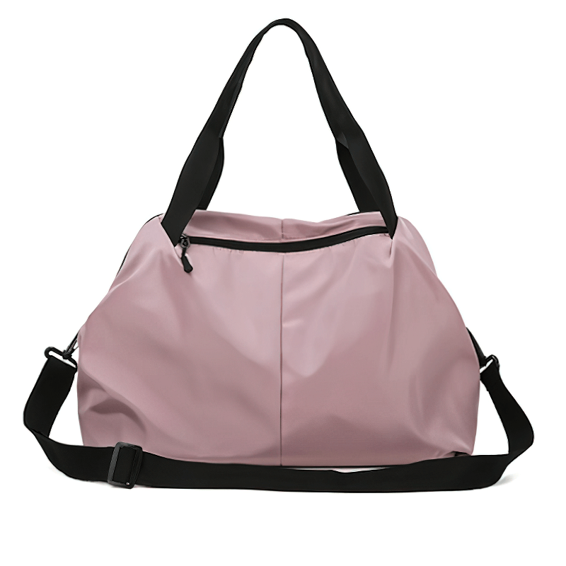 Pink multifunction waterproof women's large capacity gym bag with black straps, perfect for sports and travel, designed for style.