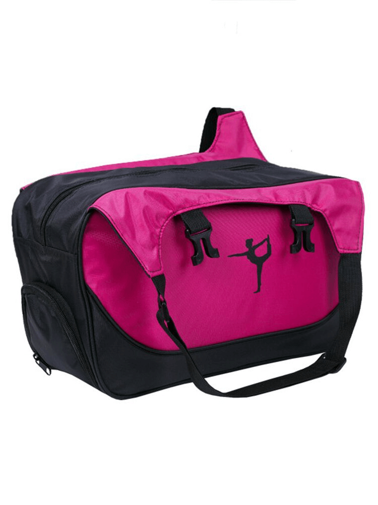Pink and black multifunctional waterproof sport women's bag with mat clip, perfect for fitness and outdoor activities, model SF0922.