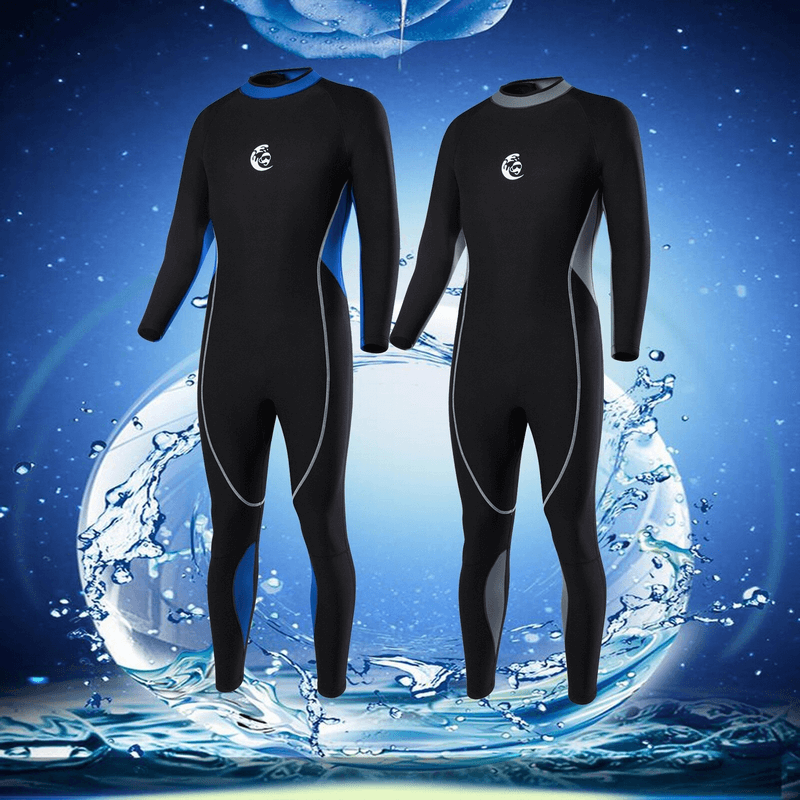 Black Neoprene 2mm Scuba Diving Suit with Back Zipper, perfect for warmth and comfort in cold waters, featuring waterproof material.