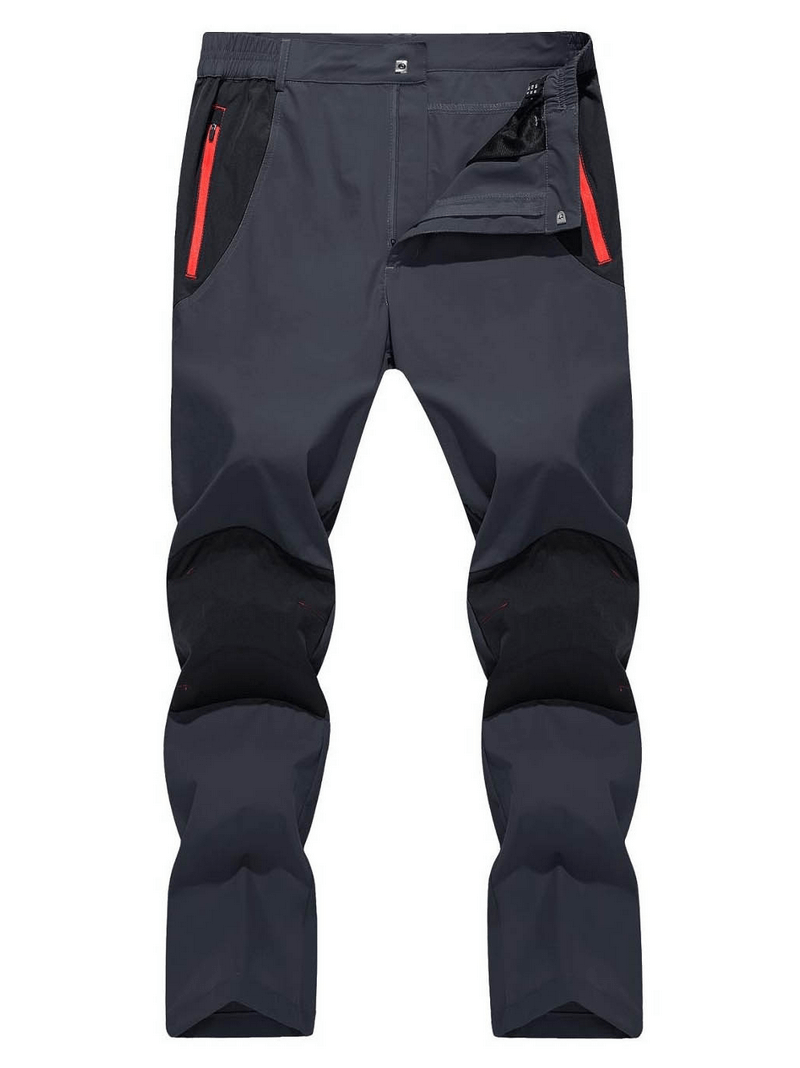 Men's waterproof hiking trousers, straight fit, no fleece, blue with zipper pockets, designed for outdoor activities, model SF0367.