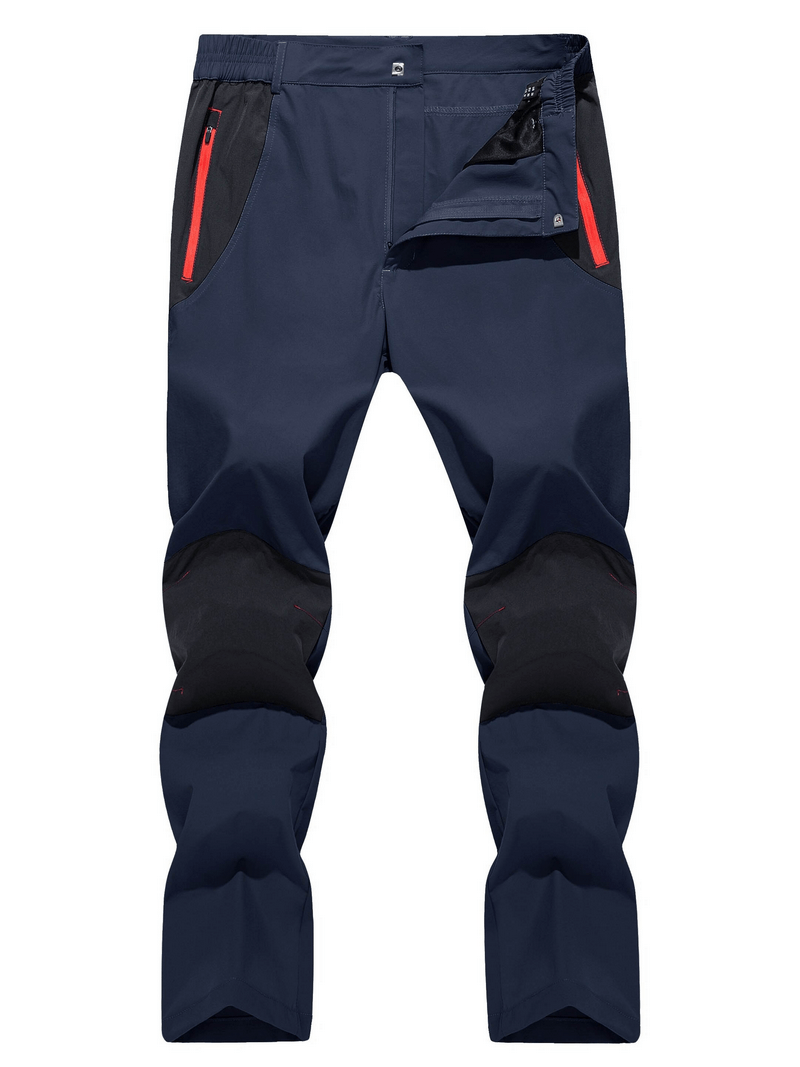 Men's waterproof straight hiking trousers SF0367 with zipper-fly, lightweight polyester, navy color, ideal for outdoor adventures.