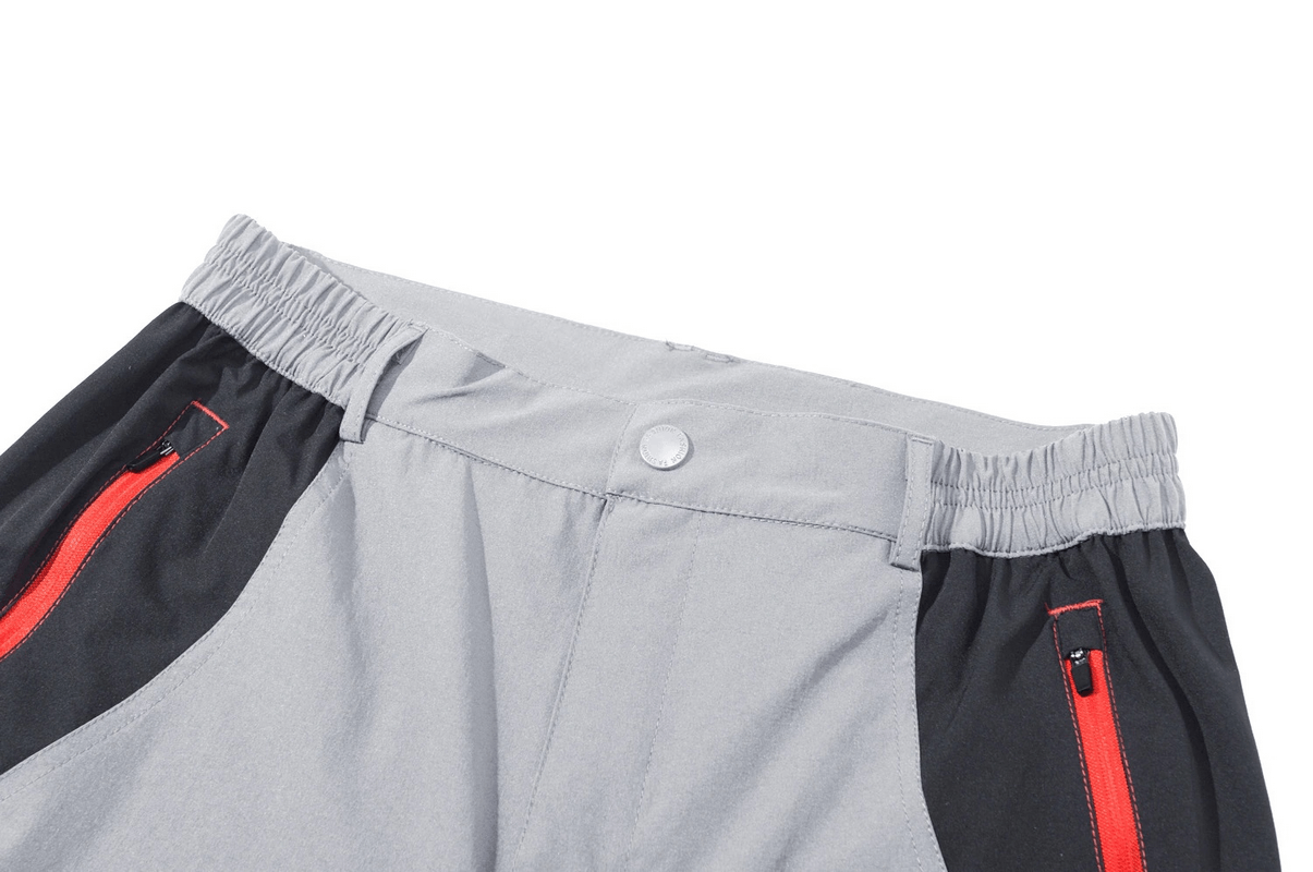 No Fleece Lined Waterproof Hiking Pants for Men with Elastic Waist and Red Zipper Pockets - SF0367