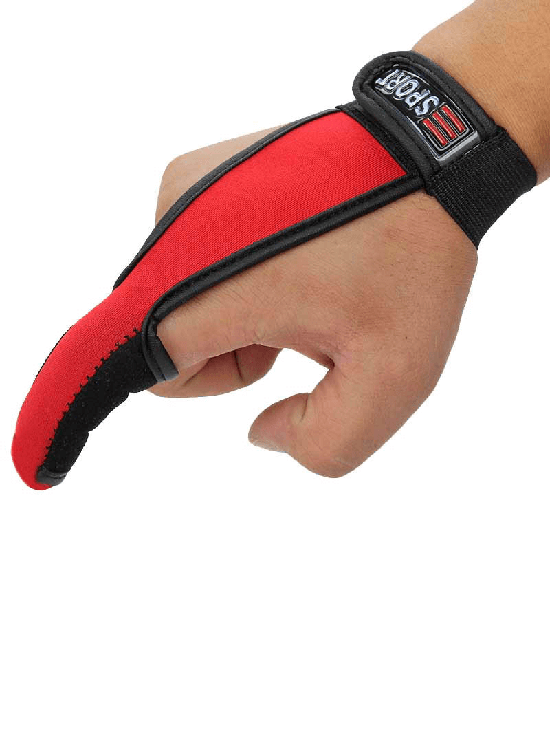 Red non-slip single finger fishing glove for enhanced grip, 19cm, polyester. Perfect for outdoor activities, one size fits all.