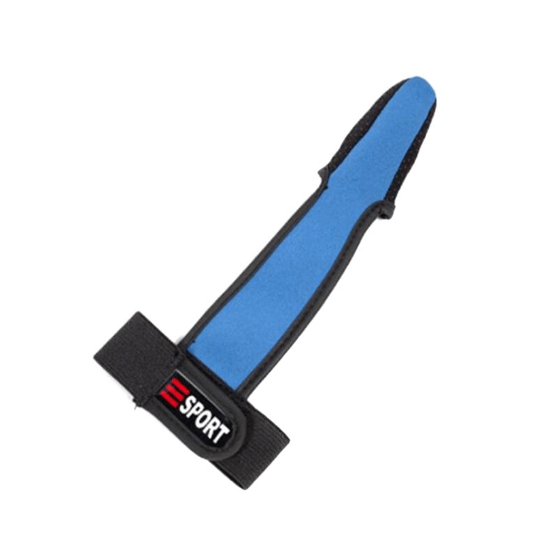 Blue single finger non-slip protector glove for fishing with adjustable strap, ideal fishing tool accessory for enhanced grip.