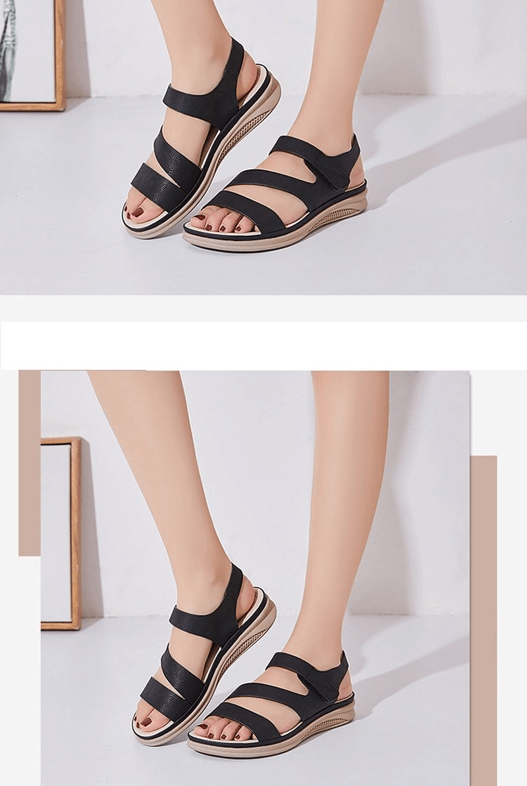 Open Light Flexible Wedge Sandals with cross-straps and back strap closure, low heel for women - SF0979