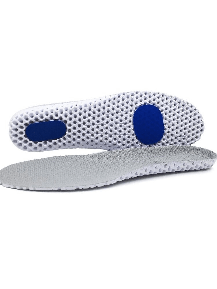 Orthopedic breathable mesh insoles for shoes with EVA foam, offering arch support, shock absorption, and sweat absorbent features.