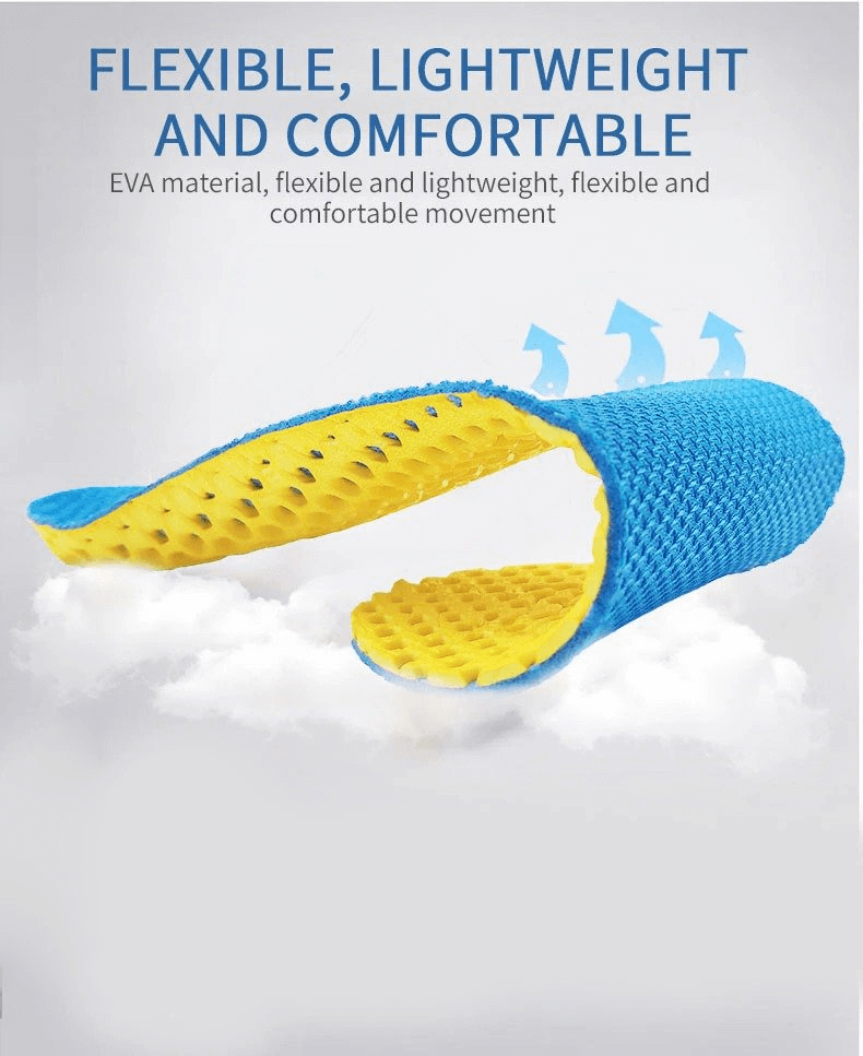 Breathable, lightweight orthopedic insoles with flexible EVA material and anti-slippery design for ultimate comfort.