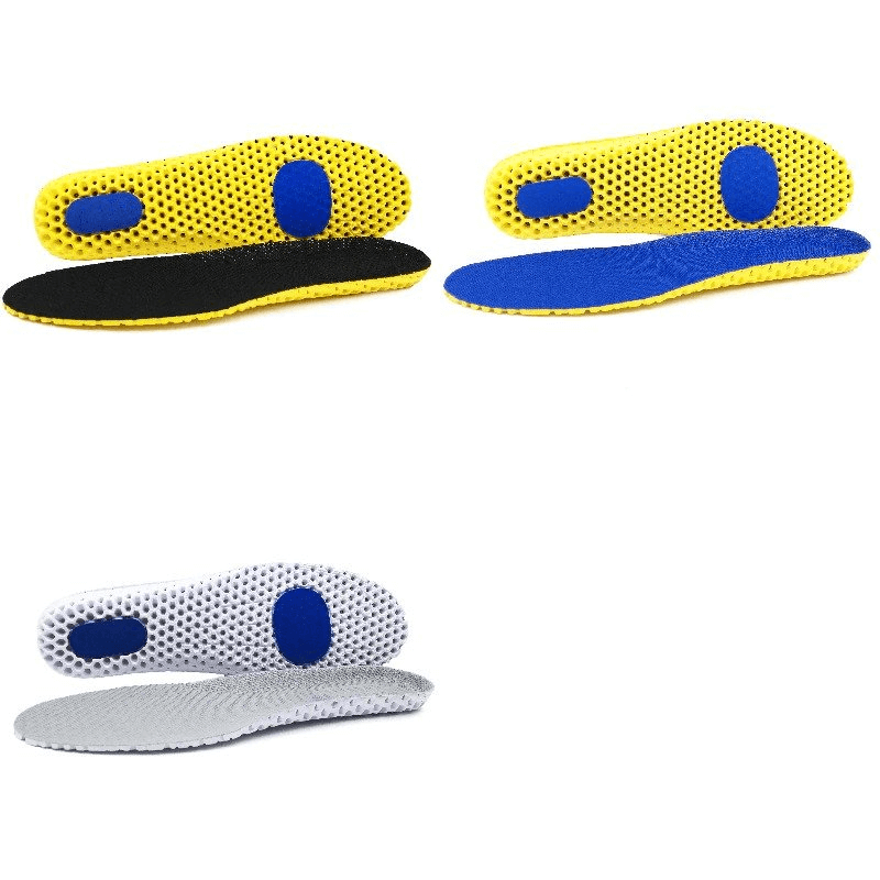 Colorful orthopedic breathable mesh insoles SF0545 with arch support, lightweight EVA memory foam, designed for unisex comfort.