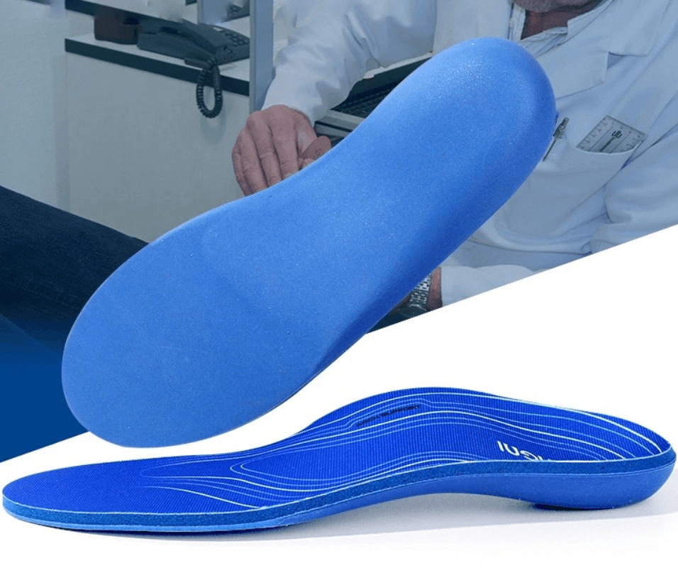 Orthopedic Insoles for Shoes - Durable EVA material, blue color, anti-slip design, arch support. Perfect for flat feet and all shoe types.