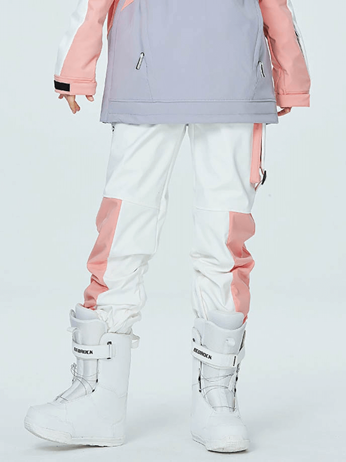 Pantalon de ski coupe-vent chaud avec ceinture élastique extérieure avec poches - SPF0763 