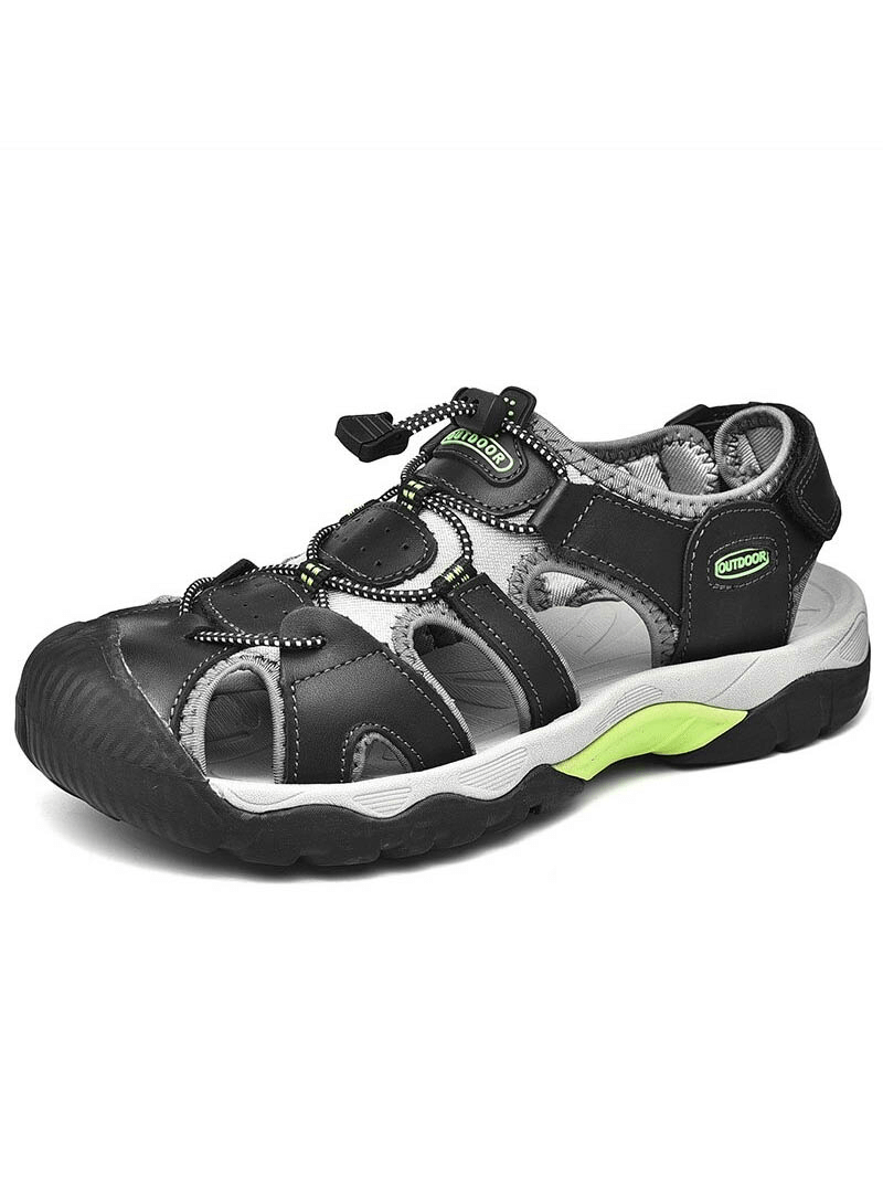 Men's outdoor leather tactical trekking sandals, elastic closure, rubber outsole, low heel, stylish and durable design - SF0669