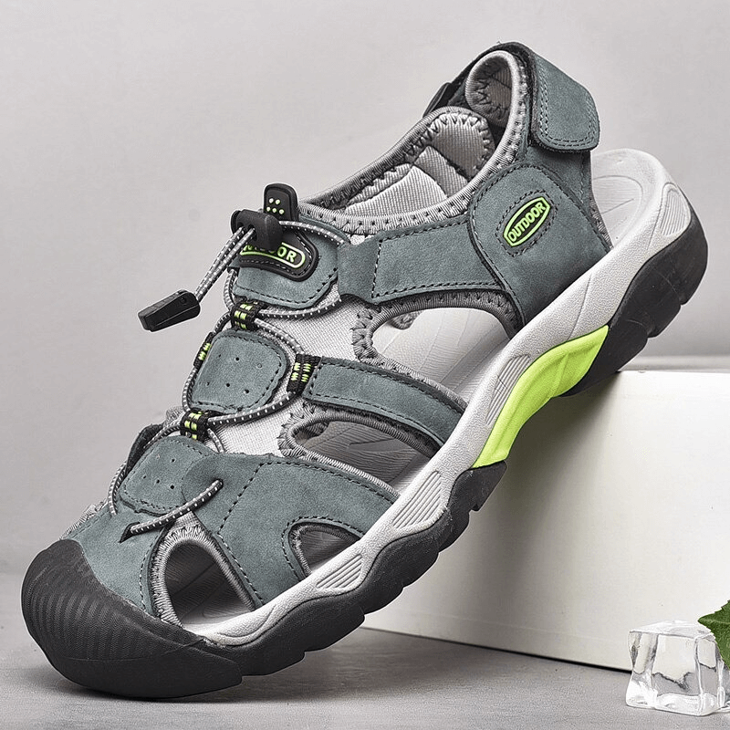 Outdoor Genuine Leather Tactical Trekking Sandals for Men SF0669 with durable design, perfect for outdoor activities.