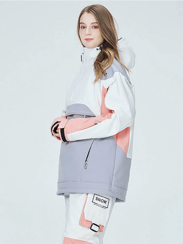 Unisex Outdoor Hood Snowboarding Jacket SF0754, waterproof zippers, anti-pilling, breathable, windproof for skiing.