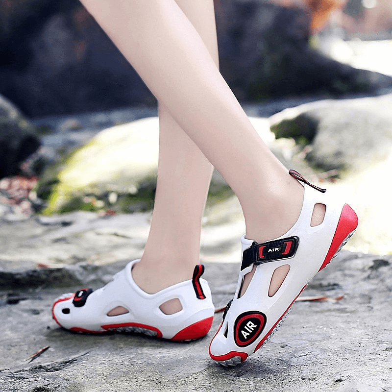 Outdoor men's soft sole water sandals with hasp, EVA upper, and grippy rubber outsole for all-day comfort, perfect for summer.