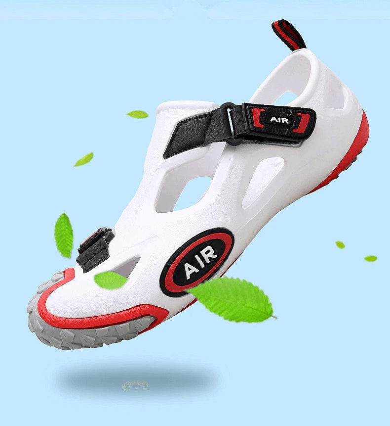 Men's outdoor water sandals with soft sole, convenient hasp, and stylish design. Features EVA upper and rubber outsole for comfort and traction.