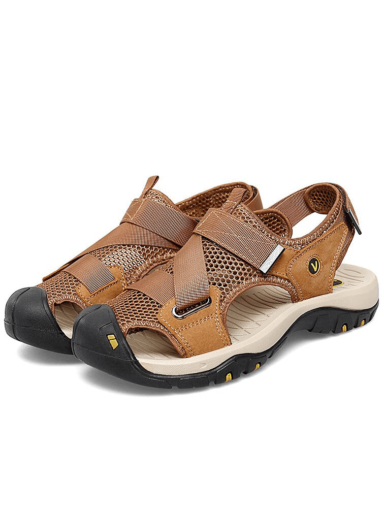 Outdoor mesh breathable sandals with Velcro, rubber outsole, and PU leather insole, perfect for active lifestyles - SF1097