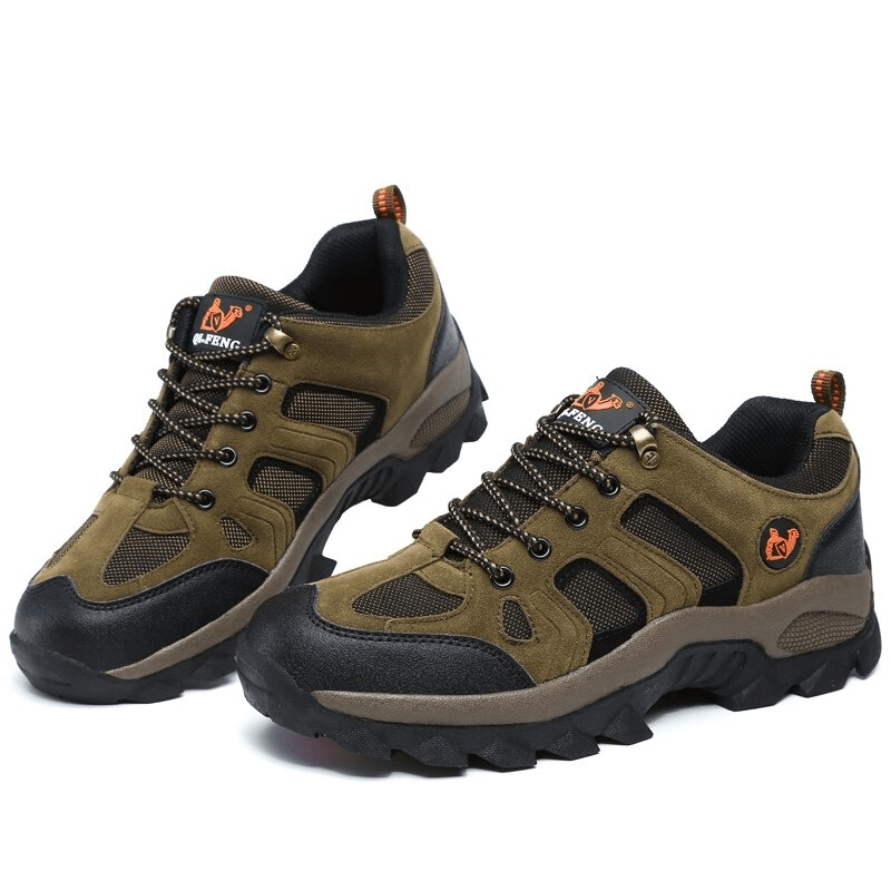 Men's outdoor round-toe lace-up trekking shoes - SF0701, waterproof, durable, suede upper, rubber outsole for maximum grip and comfort.