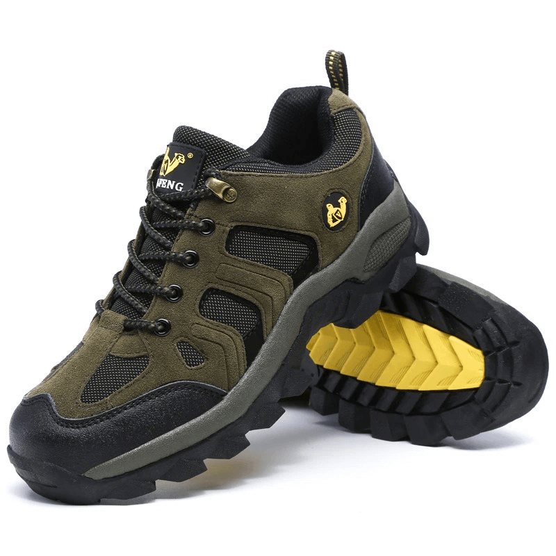 Men's outdoor round-toe lace-up trekking shoes SF0701 with durable suede, rubber sole, and cushioned insole for ultimate comfort.