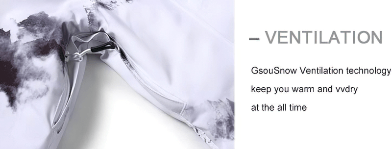 Close-up of the ventilation feature on a waterproof snowboarding jacket with GsouSnow technology for warmth and dryness.