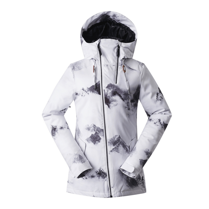 Women's waterproof snowboarding jacket SF0569 with stylish design and windproof construction for winter sports.