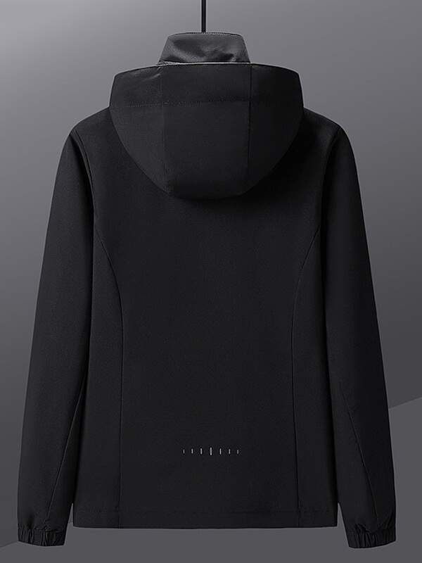 Black outdoor sports thin windbreaker for women, lightweight and windproof, perfect for hiking and camping. Model SF0784.