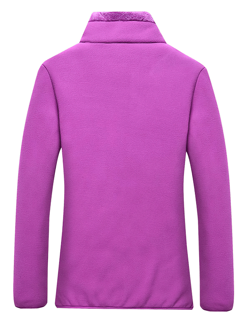 Purple Outdoor Sports Stand Collar Thermal Fleece Jacket SF0885, perfect for camping and hiking. Offers warmth with a stylish design.