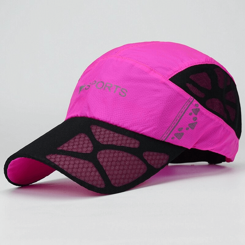 Outdoor thin breathable quick drying sports baseball cap in pink with black trim, adjustable for summer sports activities, SF0771.