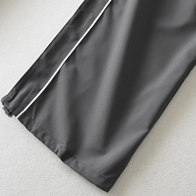 Close-up of the Oversized Baggy Solid High-Waisted Sweatpants for Women in black, showing the breathable fabric and side pocket detail.