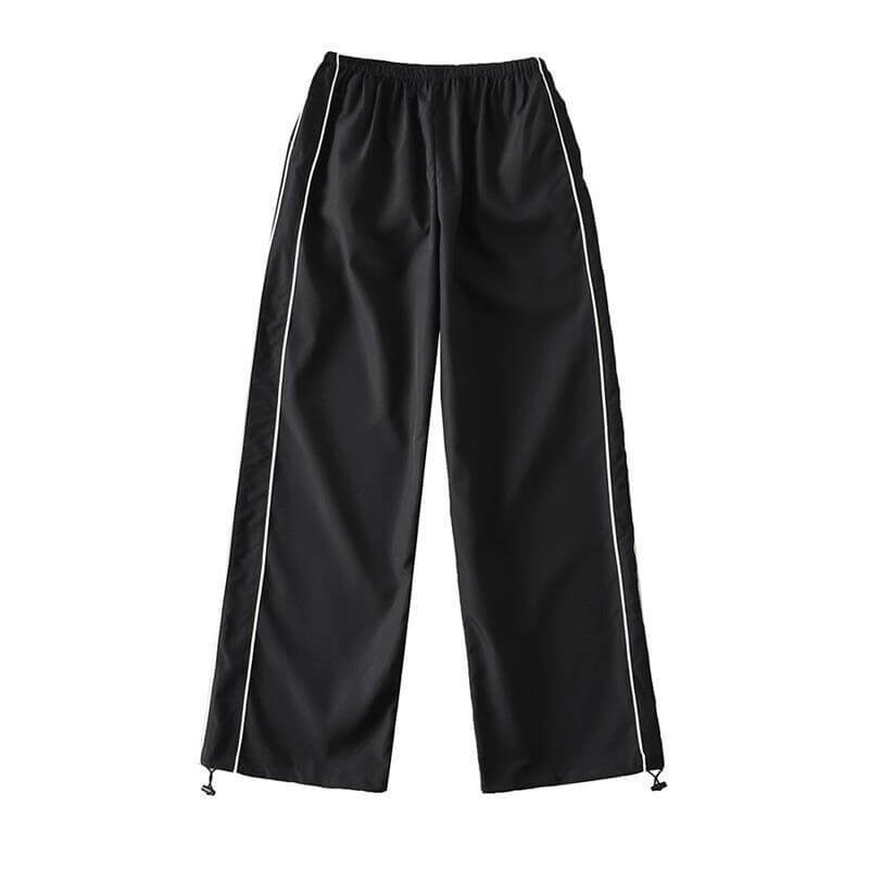 Oversized black baggy high-waisted sweatpants for women with pockets, perfect for summer comfort and style - SF1031.