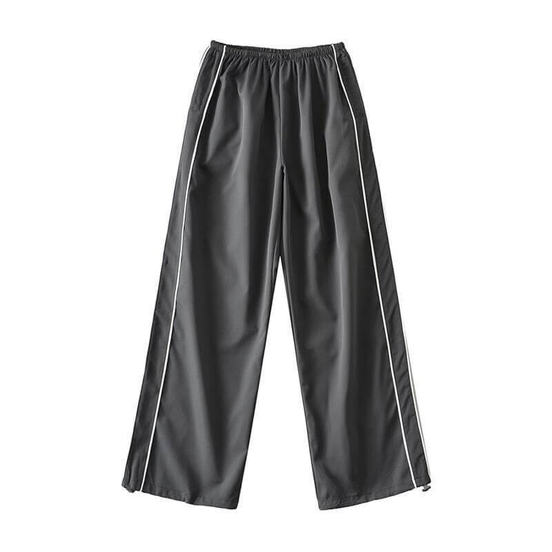 Oversized baggy solid high-waisted sweatpants for women, breathable polyester with side pockets, SF1031.